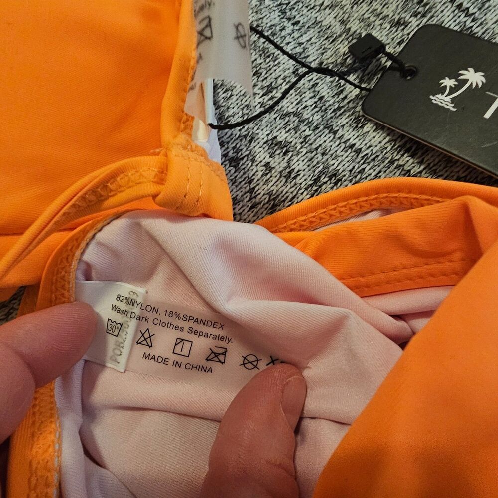 Two Piece Bikini Set Women's Sz XS -Orange Adjustable Ties Sexy Bathing Suit NWT - Picture 5 of 9